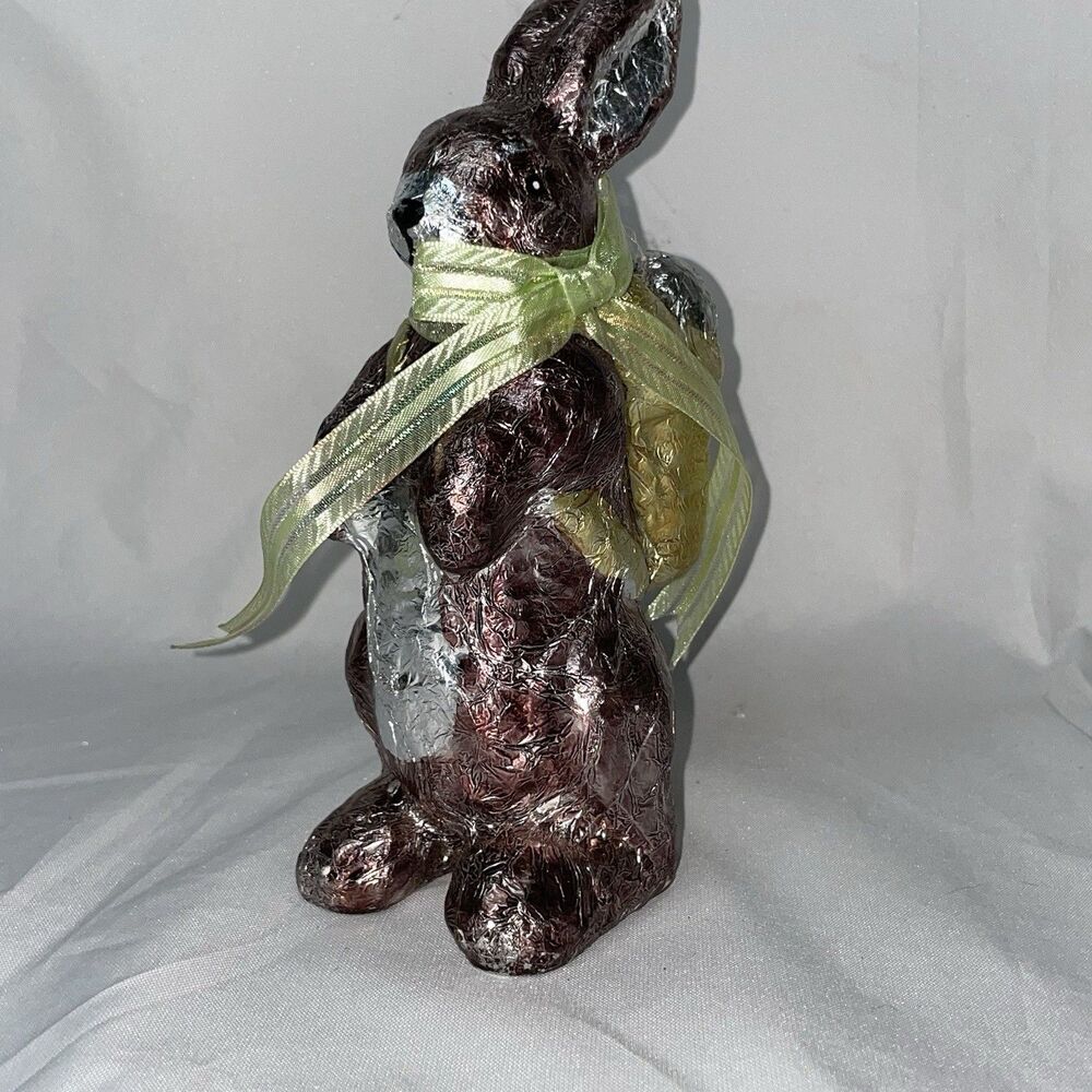 Faux Foil Chocolate Easter Bunny Rabbit Figurine Statue Backpack Egg Standing